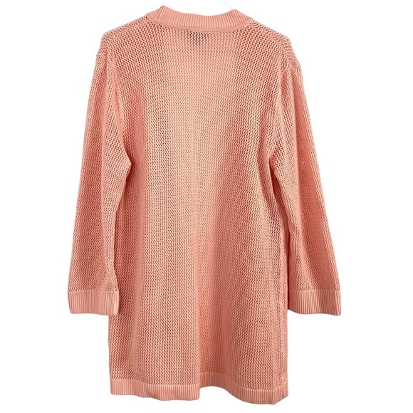 TALBOTS Mesh Open Front Cardigan in Pink - Picture 3 of 8